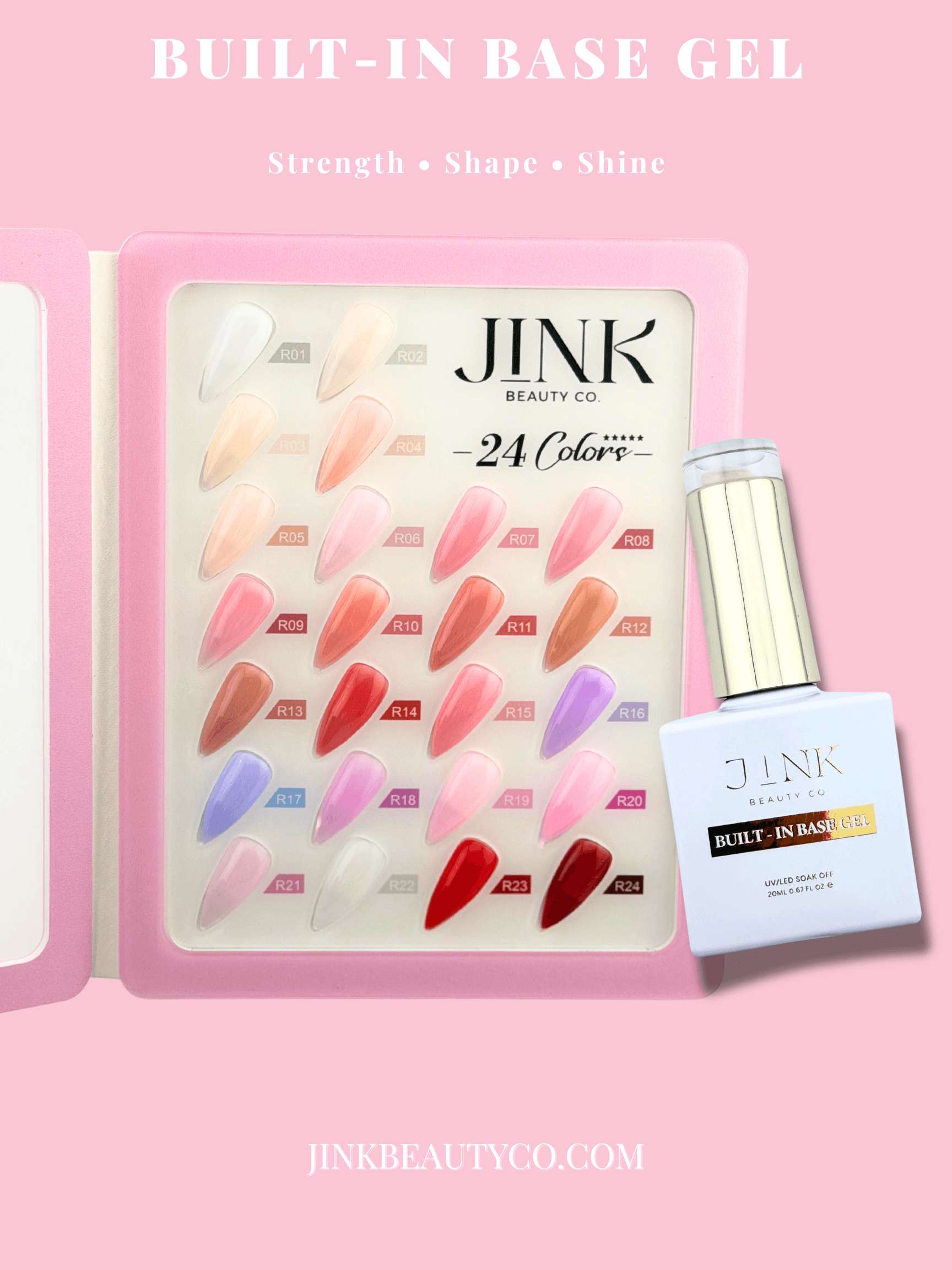 JINK BUILDER GEL IN BOTTLE -24 Luxe Shades + Clear ( Top-rated )